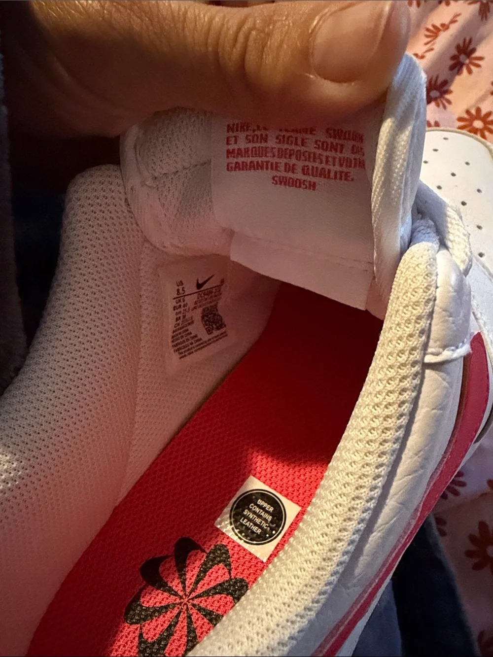 Nike White Sneakers with Red Swoosh